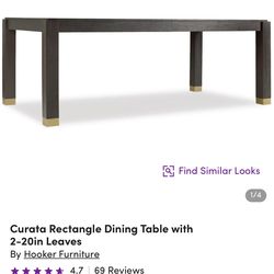 82”-122” Curata Rectangle Dining Table w 2-20in leaves + 6 chairs