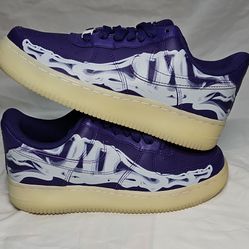 Nike Air Force 1 Skeleton Purple White,  CU8067-500 Men's Low Top Leather Sneake size 4.5M