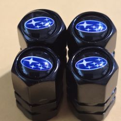 Subaru Tire Valve Stem Caps 4 Pcs Black