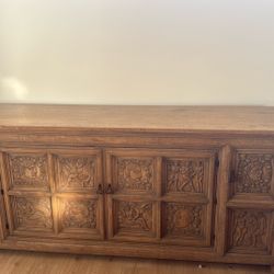  Hand-Carved Solid Wood Credenza – Italian Renaissance Style – Heavy, High-End Piece