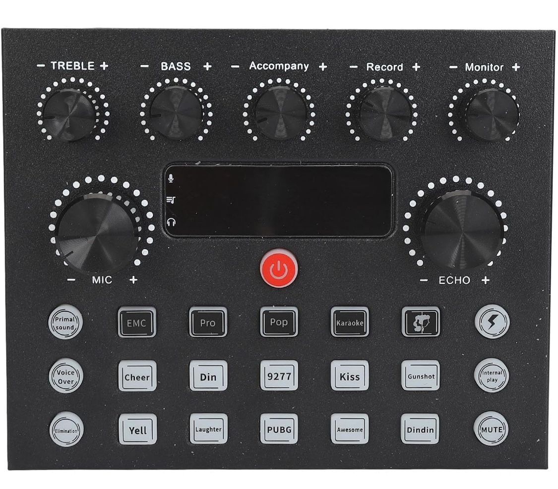 Live Sound Card, Audio Mixer USB External Sound Card with Dual Microphone Ports, Sound Card Live Broadcast KTV Sound Card for Live KTV Voice Chat