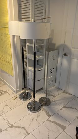 Floor Lamp with White Drum Shade pair of 2.  Need to sell by Sunday moving 2.
