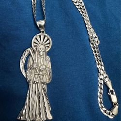 Santa Muerte Necklace (white Gold)