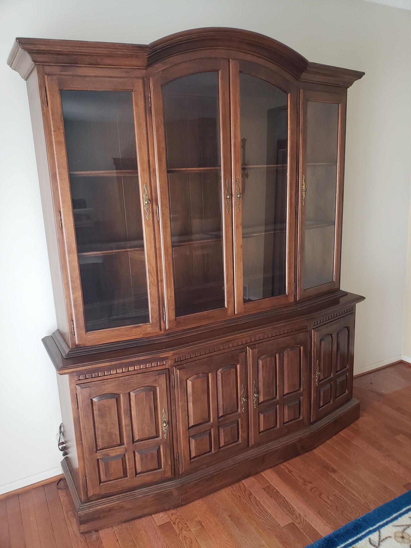 Antique Solid Wood China Cabinet - 65.5in W x 20in D x 80in H