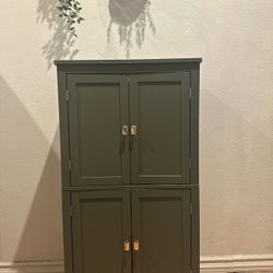 Bathroom Floor Storage Cabinet, Bathroom Storage Unit, Freestanding Cabinet with 4 Doors, Adjustable Shelves