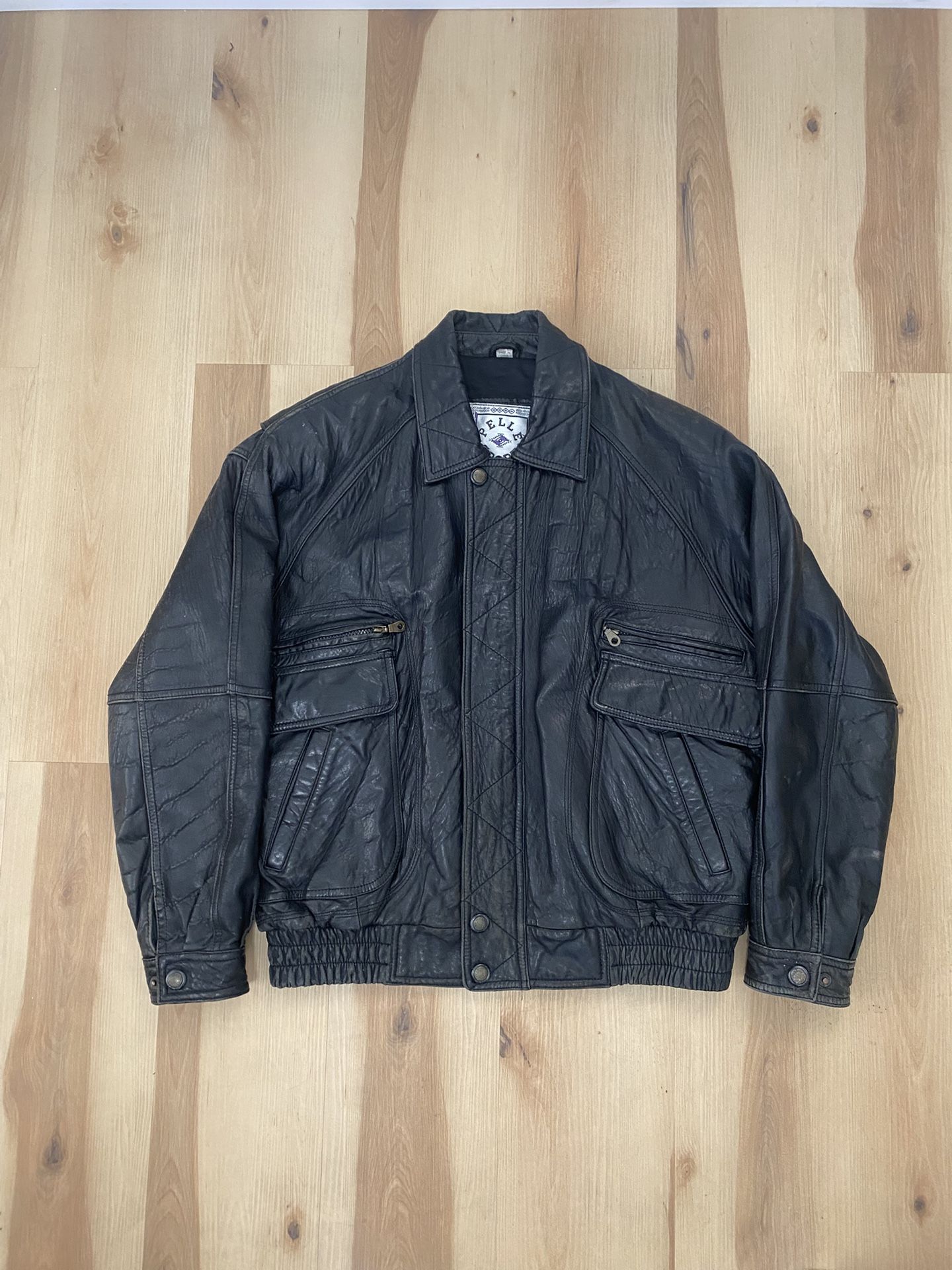 Vintage 90’s Pelle Sport Black Leather Bomber Jacket