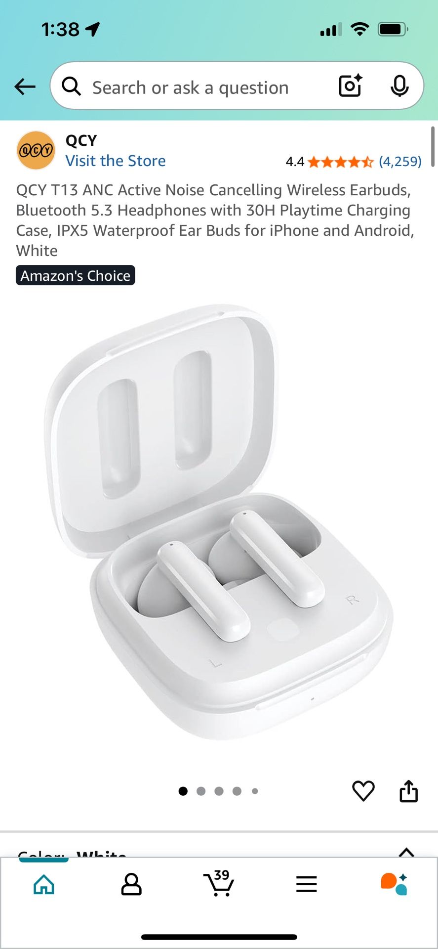 White Miracase True Wireless A1 Earbuds