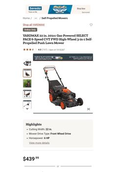 YARDMAX 22 in. 201cc Lawnmower
