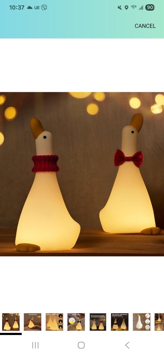 Cute Duck Silicone Night Light - 3 Level Dimmable LED Night Light, Rechargeable Squishy Nursery Lamp for Breastfeeding, Toddler, Room Decor, 2 Pack