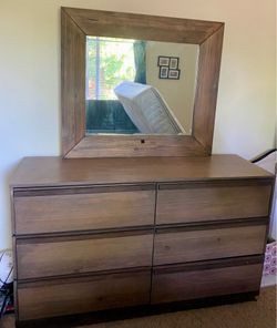 Furniture of America Coimbra 6 Drawer Dresser in Rustic Natural Tone w/Mirror
