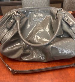 Coach Gray Patent Leather Satchel Bag