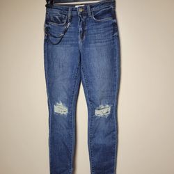 NWOT L'AGENCE Womens Luna Chain Detail Distressed Jeans Sz 25