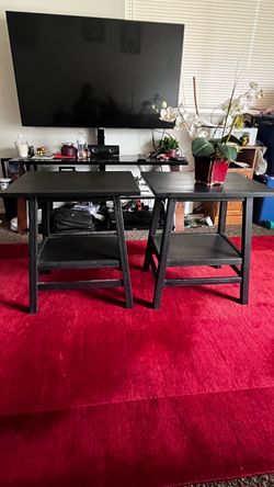 IKEA  Pair of Black Wooden End Tables