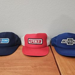 Lot Of 3 Vintage Trucker Hats Used