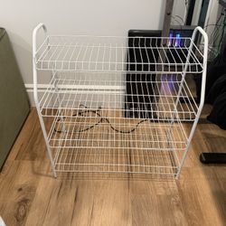 3-Level White Metal Wire Storage Rack