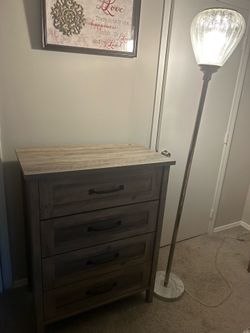 Hazel Brown Chest of Drawers and Standing Lamp for Sale