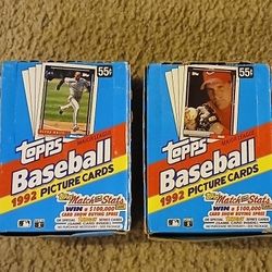 2 Boxes Of Vintage 1992 Topps Baseball Cards 36 Packs Per Box