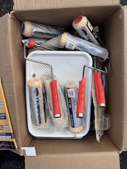 Paint Roller & Tray Set Lot (9” Rollers + Handles) 