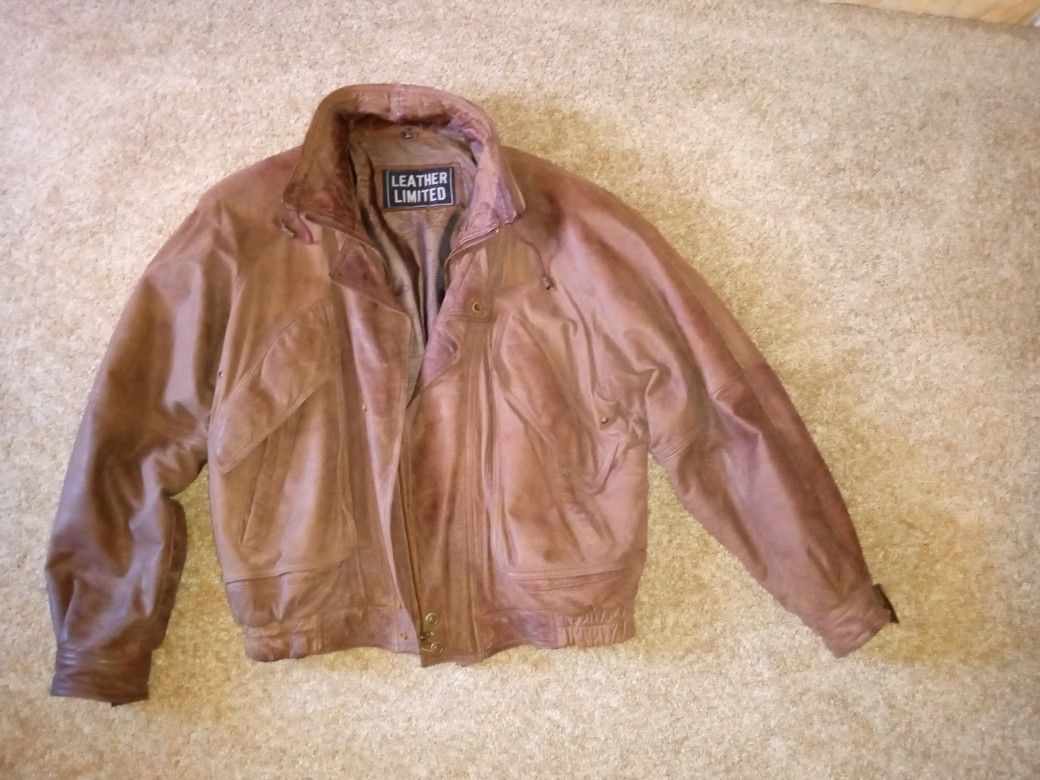 Leather Coat Brown Good Shape Extra Large