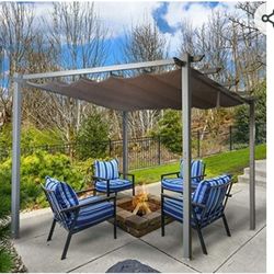 Cloud Mountain Patio Pergola 10x10 Flat Hanging KD in Beige

