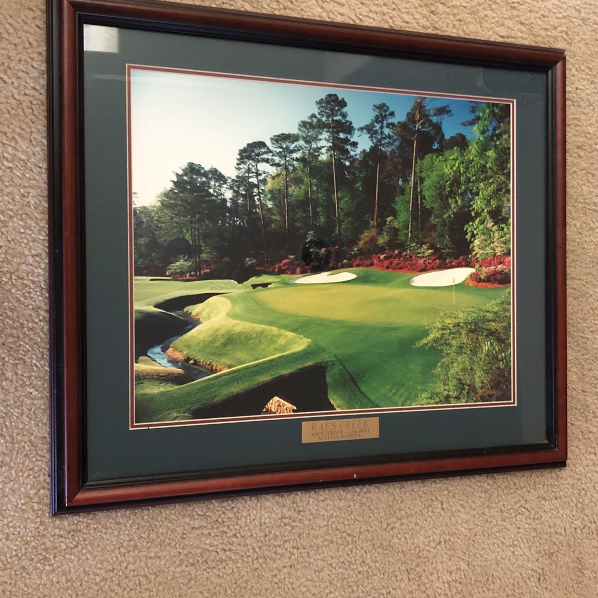 Rae’s Creek Amen Corner 13th Hole Augusta National Framed Signed Picture 26 X 22