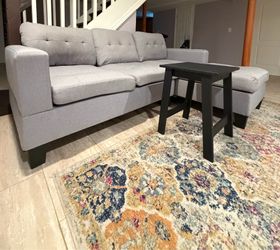 Gray couch with small table