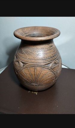 VINTAGE POTTERY VASE 7"×6"