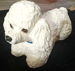 Vintage Mid-Century White Ceramic Poodle Figurine / Planter