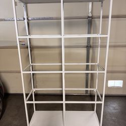IKEA-VITTSJÖ Shelf unit, white/glass