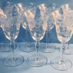 Vintage  Handcrafted Seneca Cut Crystal  Stemware.