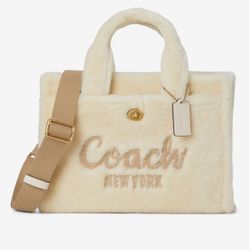 COACH Shearling Sherpa Cream Ivory Cargo Tote Bag NWT/ Sold Out in Store!!