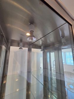 Stainless steel metal cabinets  with glass