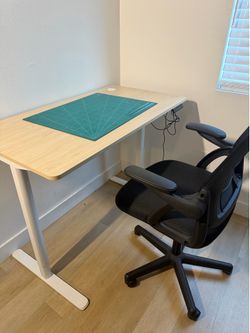Electric Height-Adjustable Standing Desk with Office Chair