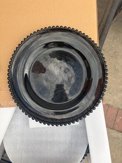 12 Black glass charger plates 12.6 inch