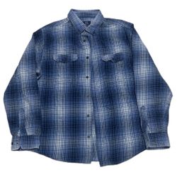 George Button Down Shirt Men’s L Blue Plaid Pocket Long Sleeve Casual Preppy