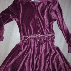 Velvet Burgundy Dress Size 12 Girls