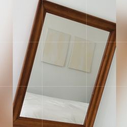 Original Vintage Wood Framed Mid Century Modern Fine Art Antique MCM Mirror 24 x 32 Wooden Frame Decor Decorator Design Designer Collectible