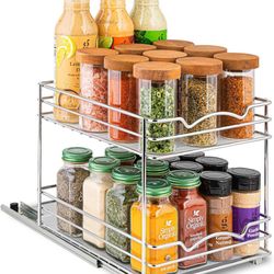 Pull Out Cabinet Organizer for Spices, Cans - Heavy Duty Pull Out Spice Rack- Cabinet Pull Out Shelf for Cans,Dishes, Etc, 8-1/2"W x10-3/8"Dx8-7/8"H, 