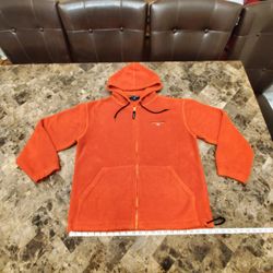 Vintage Polo Sport Hoodie Fleece Sweater Jacket Full Zip Orange Men's Size Small