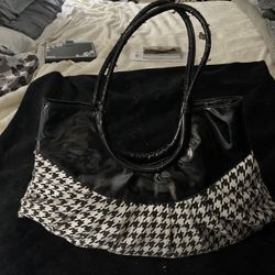 Black& White Bottom/ Black Patent Top Purse