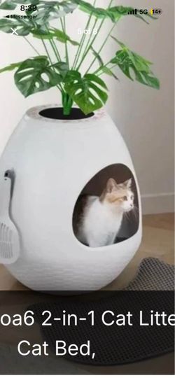 Cat Litter Box & Cat House with Decorative Planter 🌿