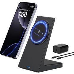 MagSafe Charger Stand,20W Fast Magnetic Wireless Charging Station with 25W PD Adapter，Stickable Desk Wireless Charger for iPhone 16/15/14/13/12 Pro/Pr