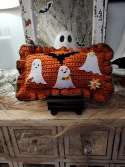 Crochet Halloween Decor Pillow