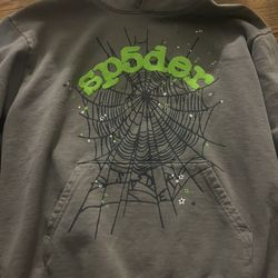 spider hoodie grey and green