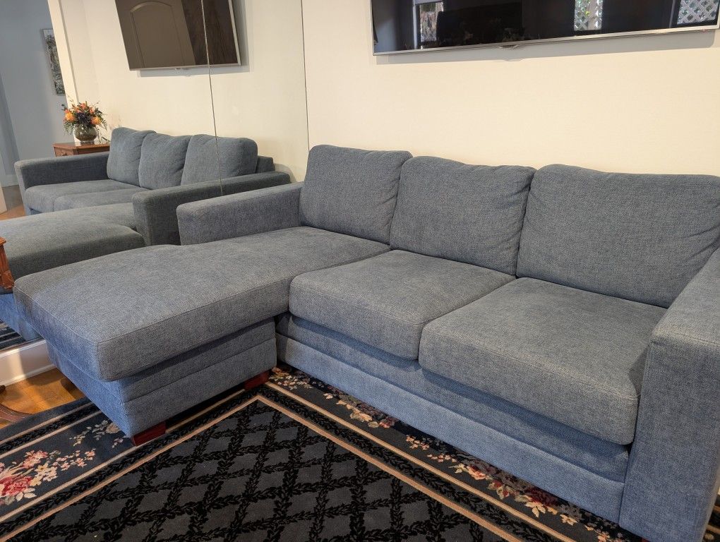 Blue Gray Fabric Sofa Barely Used