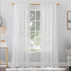 No. 918 Mallory Sheer Voile Rod Pocket Curtain Panel, 59" x 96", White