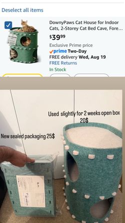 Cat House for Indoor Cats, 2-Storey Cat Bed Cave, Forest Cat Hideaway Enclosed Bed,Cave Hideout Fort,Kitten Houses for Large Cats,Hide Box Bed Multica