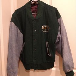Bum Equipment Vintage Varsity Wool And Jean Material Coat