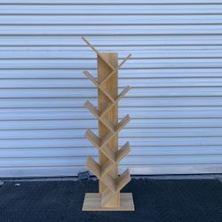 8”x13”x41” Tree Bookshelf, 9 Tier Compact Bamboo Bookshelf,Tree Shaped Display Storage Shelves for Home Office Living Room Bedroom