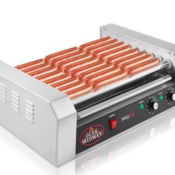 Olde Midway Electric 24 Hot Dog 9 Roller Grill Cooker Machine 1200-Watt - Commercial Grade $50